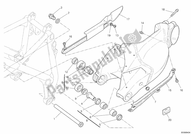 Toutes les pièces pour le Bras Oscillant du Ducati Superbike 1098 S Tricolore 2008