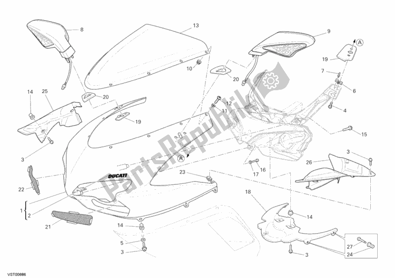 Alle onderdelen voor de Motorkap van de Ducati Superbike 1098 2007