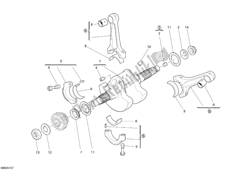 Tutte le parti per il Albero A Gomiti del Ducati Superbike 1098 2007