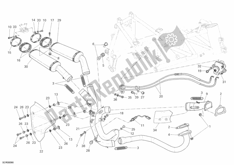 All parts for the Exhaust System of the Ducati Superbike 1098 2007