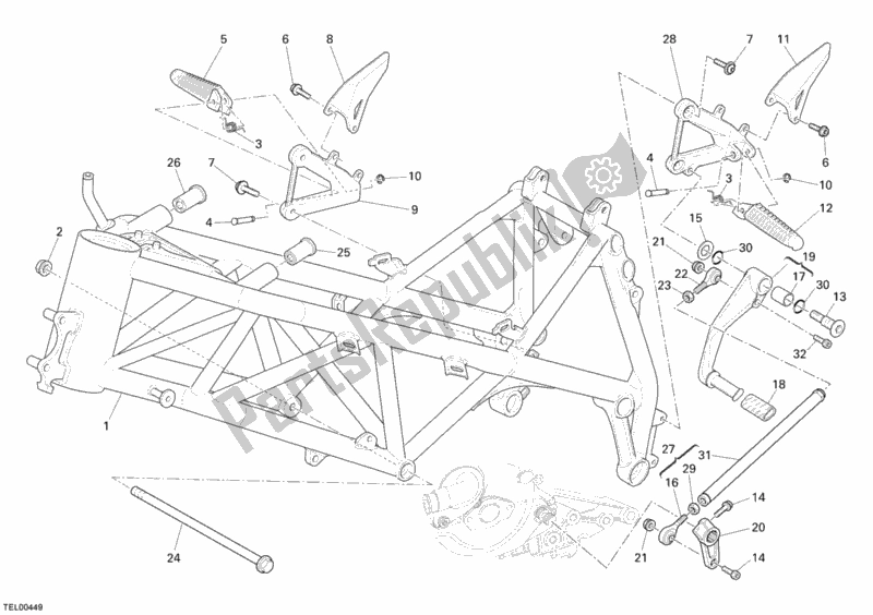 Tutte le parti per il Telaio del Ducati Superbike 1098 2007