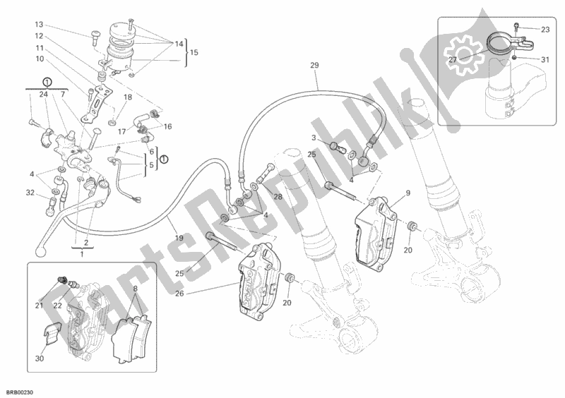 Tutte le parti per il Sistema Frenante Anteriore del Ducati Superbike 1098 2007