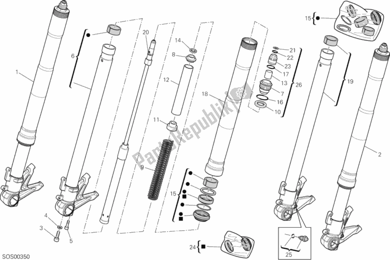 Tutte le parti per il Forcella Anteriore del Ducati Superbike 1098 2007