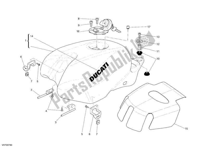 Alle onderdelen voor de Benzinetank van de Ducati Superbike 1098 2007