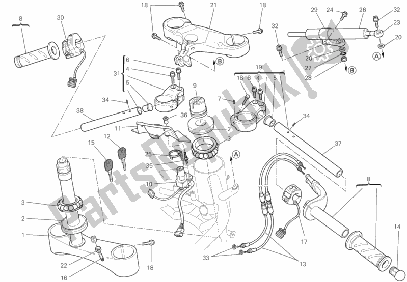 Tutte le parti per il Manubrio del Ducati Superbike 1098 2007