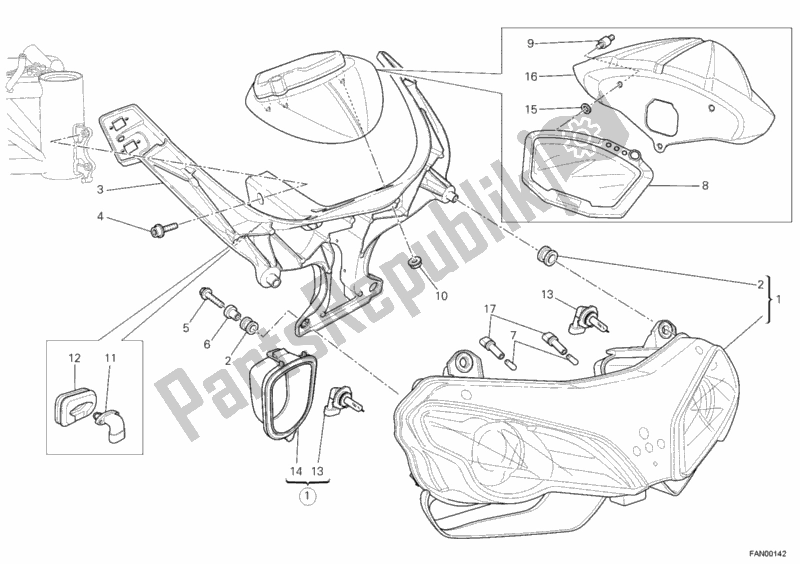 Tutte le parti per il Faro del Ducati Superbike 1098 2007