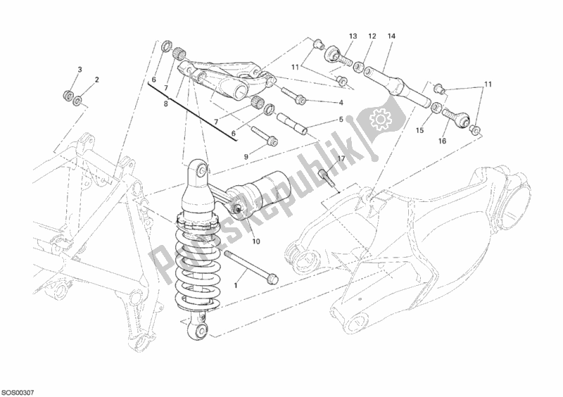 Tutte le parti per il Ammortizzatore Posteriore del Ducati Superbike 1098 2007