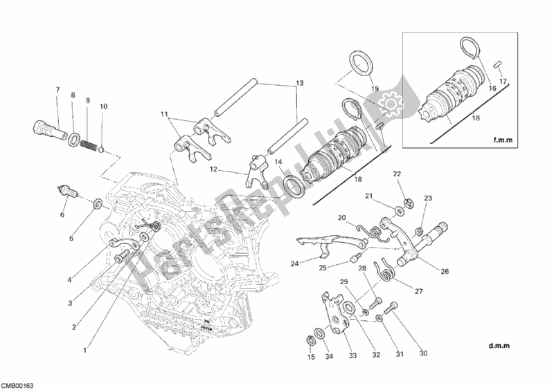 All parts for the Shift Cam - Fork of the Ducati Superbike 1098 2007