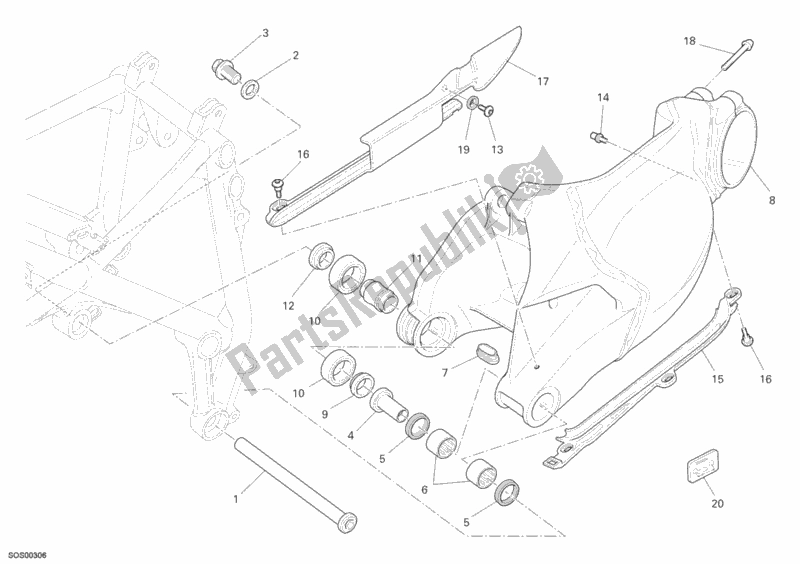 Tutte le parti per il Forcellone del Ducati Superbike 1098 2007