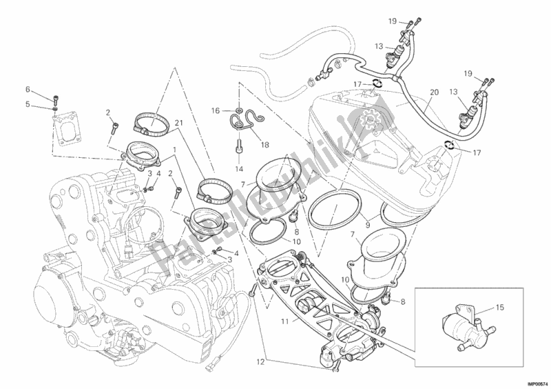 Alle onderdelen voor de Gasklephuis van de Ducati Superbike 1098 2007