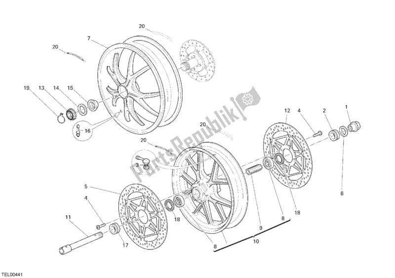 Alle onderdelen voor de Wielen van de Ducati Superbike 1098 2007