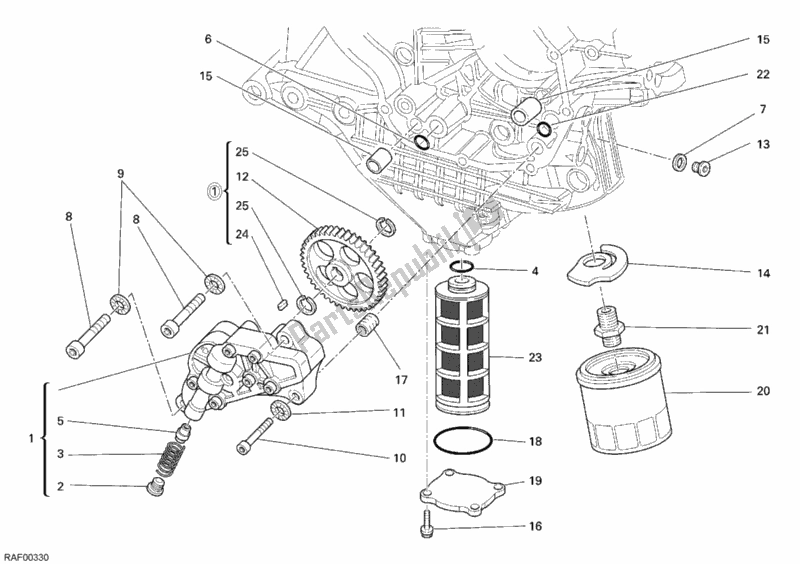 All parts for the Oil Pump - Filter of the Ducati Superbike 1098 2008