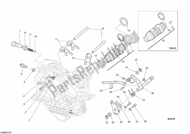 All parts for the Shift Cam - Fork of the Ducati Superbike 1098 2008