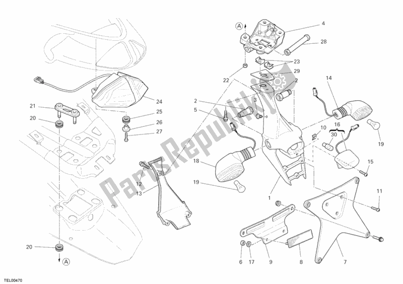 All parts for the Taillight of the Ducati Superbike 1098 2008