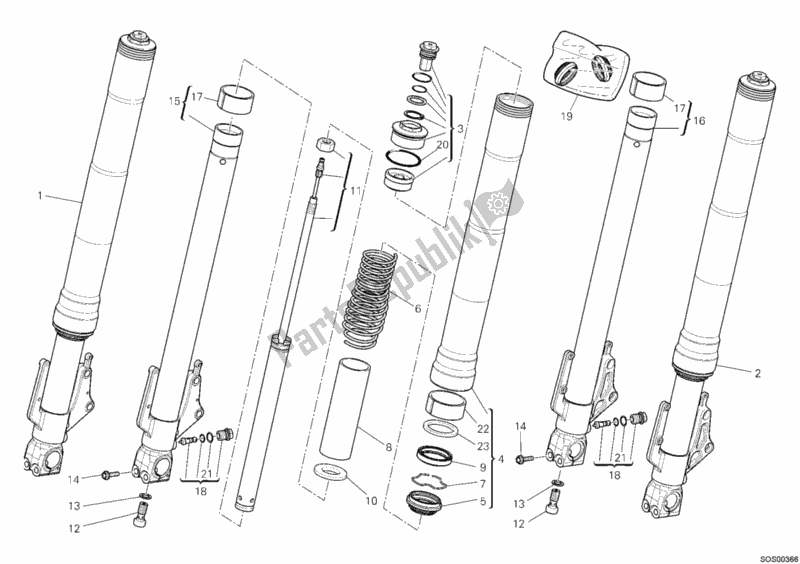 Tutte le parti per il Forcella Anteriore del Ducati Multistrada 1100 2007