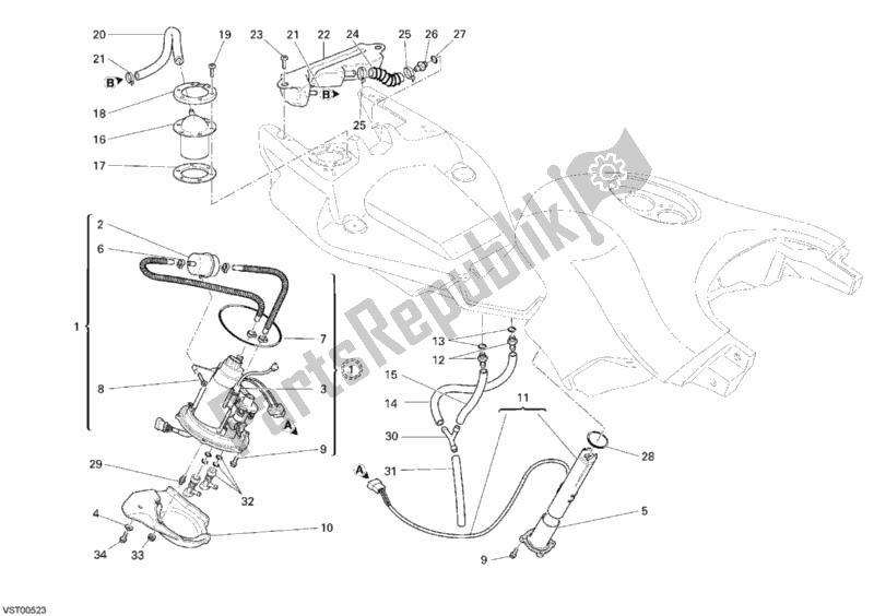 All parts for the Fuel Pump of the Ducati Multistrada 1100 2007