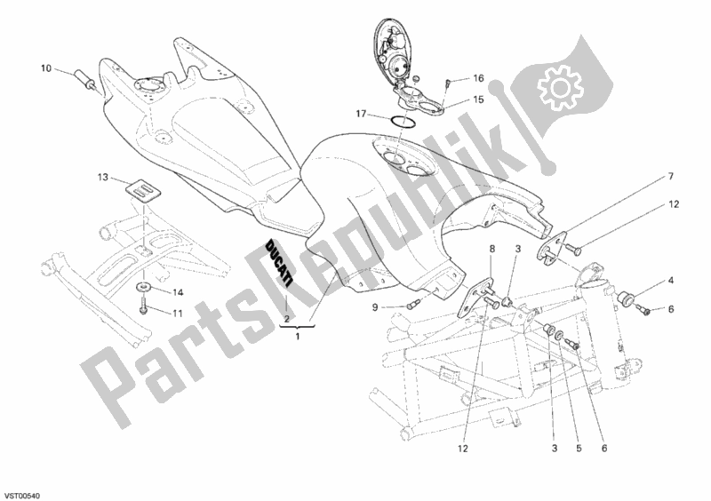 Tutte le parti per il Serbatoio Di Carburante del Ducati Multistrada 1100 2007