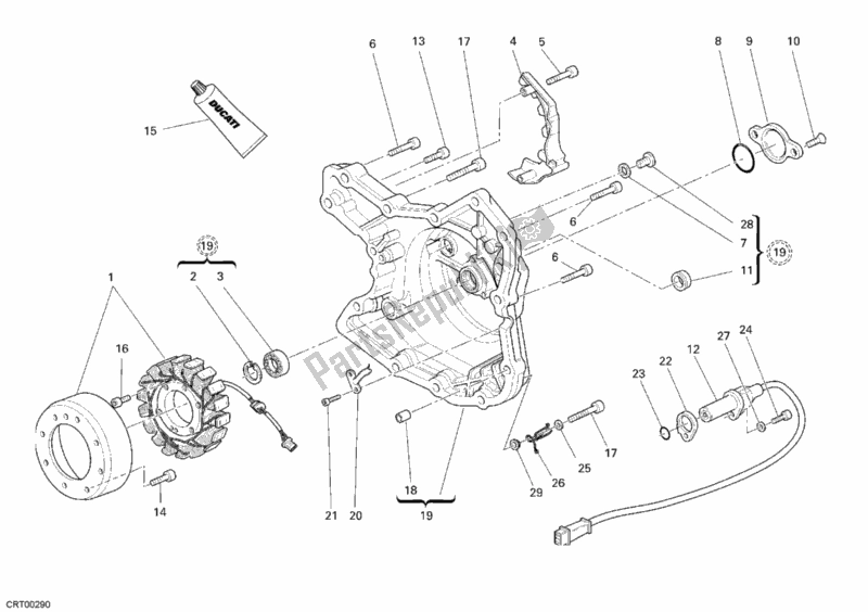All parts for the Generator Cover of the Ducati Multistrada 1100 2007