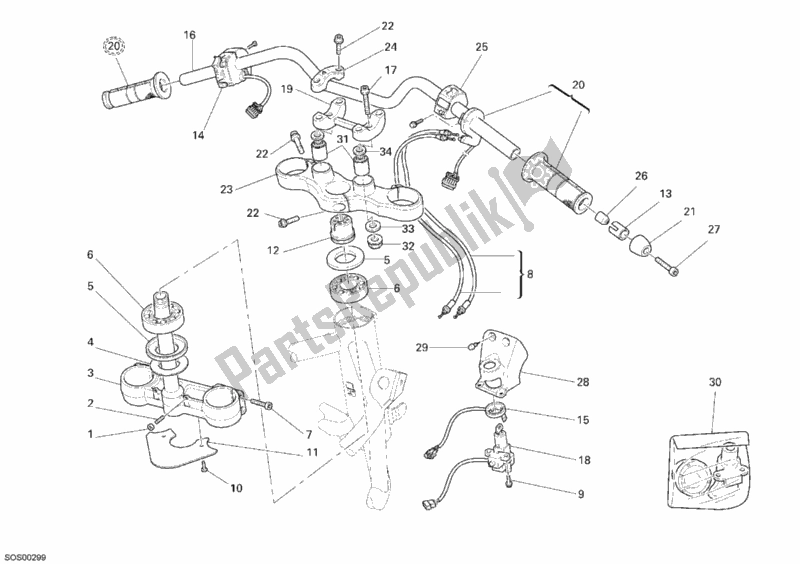 Tutte le parti per il Manubrio del Ducati Multistrada 1100 2007