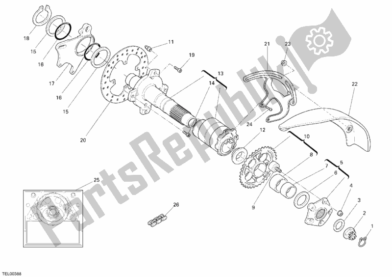 Tutte le parti per il Mozzo, Ruota Posteriore del Ducati Multistrada 1100 2007