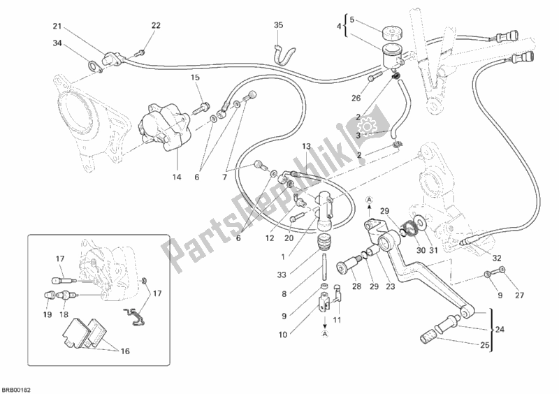 All parts for the Rear Brake System of the Ducati Multistrada 1100 2007
