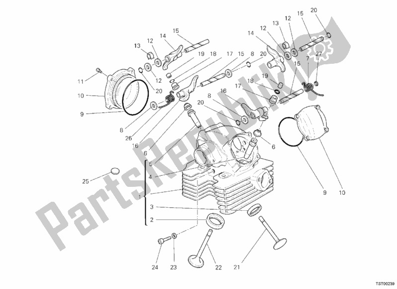Alle onderdelen voor de Verticale Cilinderkop van de Ducati Multistrada 1100 2007