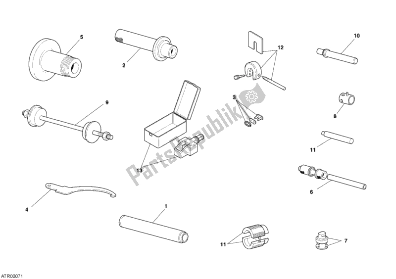 Alle onderdelen voor de Werkplaats Service Tools, Frame van de Ducati Multistrada 1100 2007 Alle onderdelen voor de Werkplaats Service Tools, Frame van de Ducati Multistrada 1100 2007