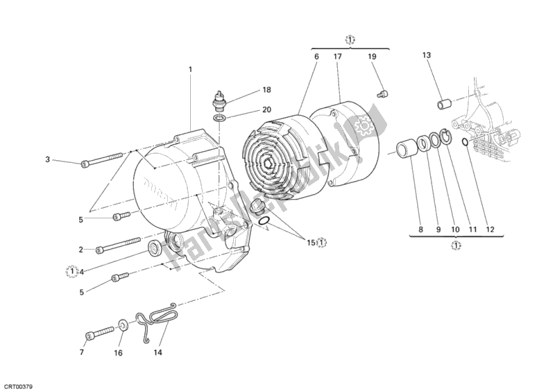 All parts for the Clutch Cover of the Ducati Multistrada 1100 2008