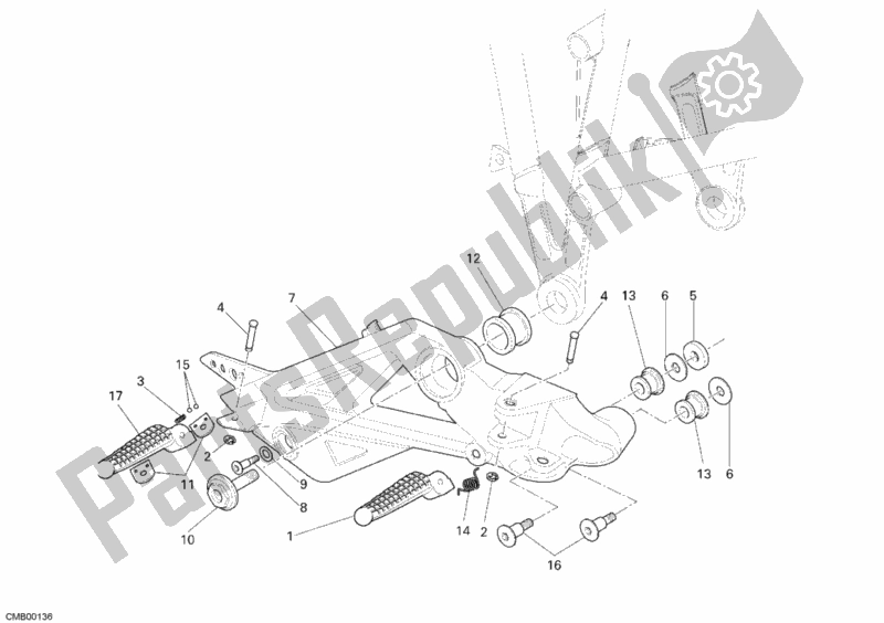 All parts for the Footrests, Right of the Ducati Multistrada 1100 2008