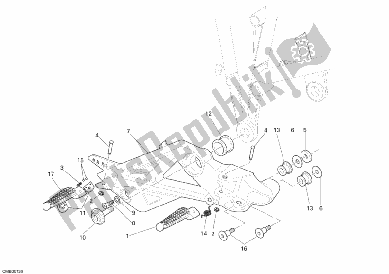 Todas las partes para Reposapiés, Derecha de Ducati Multistrada 1100 2008