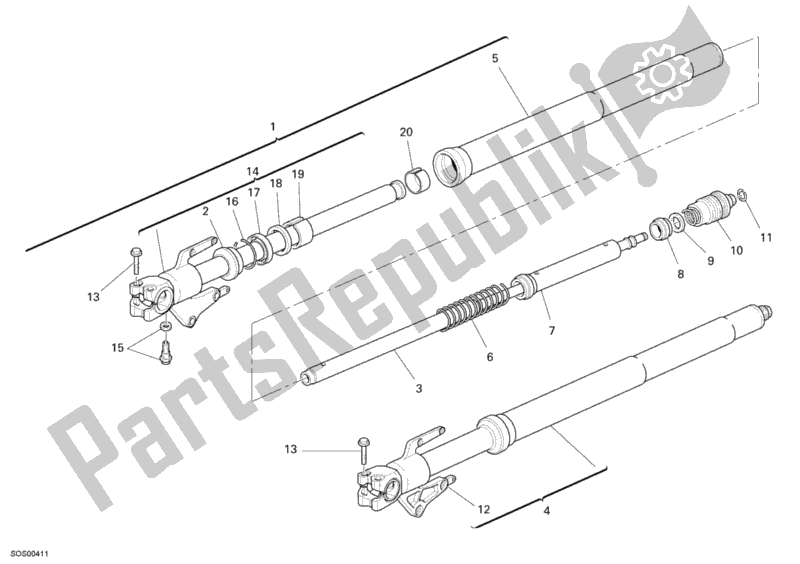 Todas las partes para Tenedor Frontal de Ducati Multistrada 1100 2008