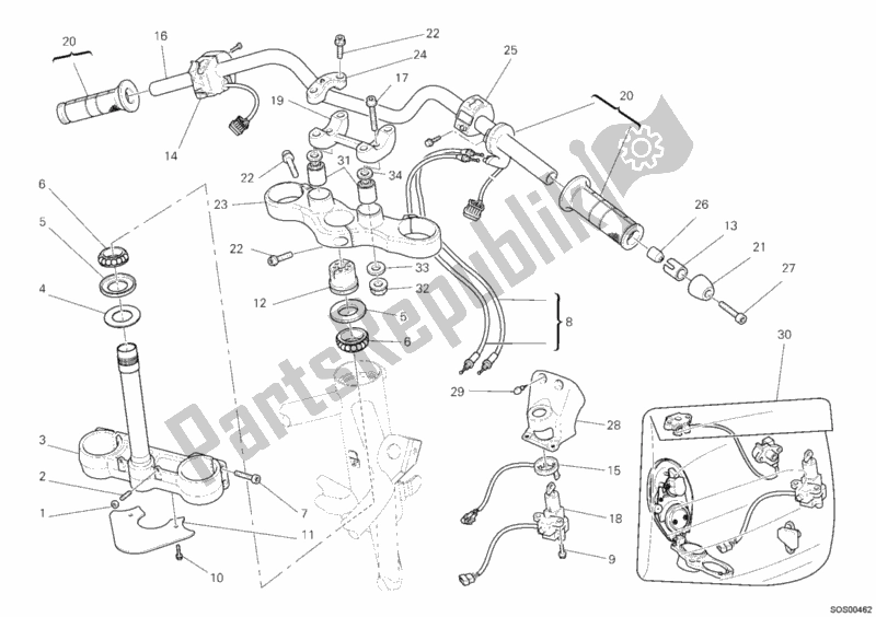 Tutte le parti per il Manubrio del Ducati Multistrada 1100 2008