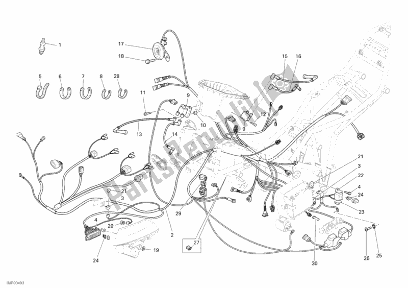All parts for the Wiring Harness of the Ducati Multistrada 1100 2008