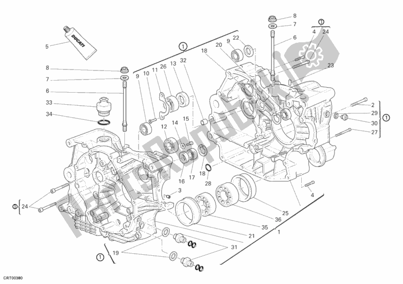 Alle onderdelen voor de Carter van de Ducati Multistrada 1100 2009