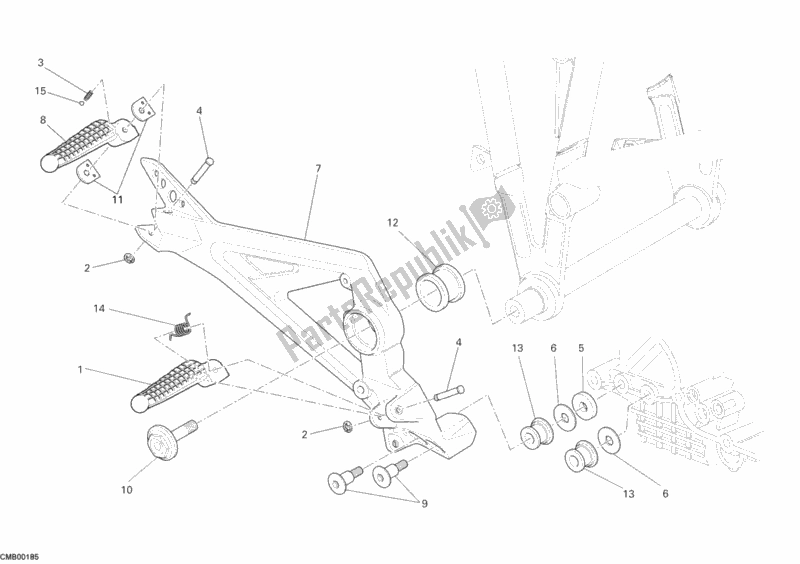 Tutte le parti per il Poggiapiedi, Giusto del Ducati Multistrada 1100 2009