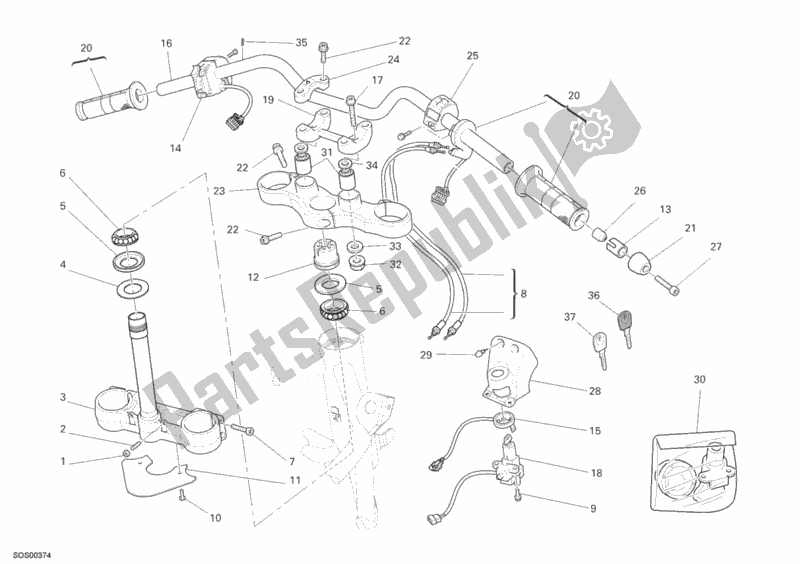 Alle onderdelen voor de Stuur van de Ducati Multistrada 1100 2009