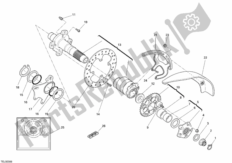 Toutes les pièces pour le Moyeu, Roue Arrière du Ducati Multistrada 1100 2009