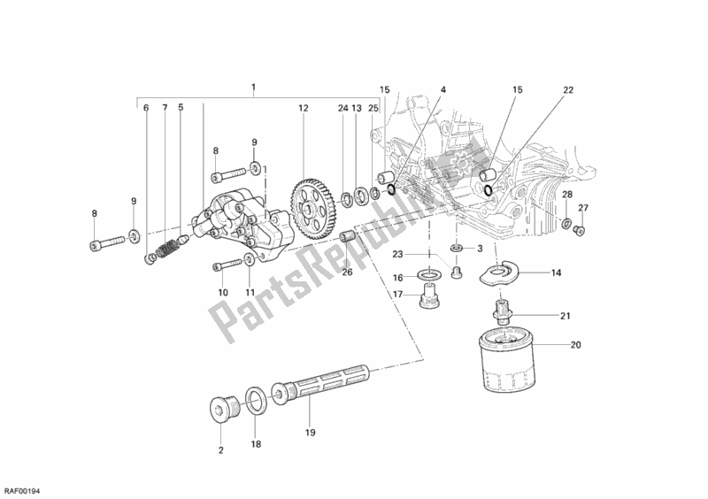 Alle onderdelen voor de Oliepomp - Filter van de Ducati Multistrada 1100 2009