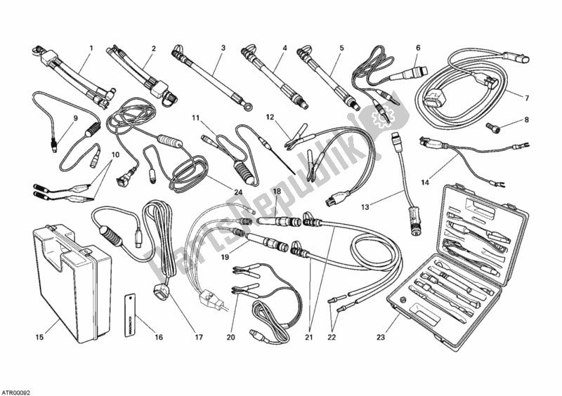 All parts for the Pressure Check Intrument of the Ducati Multistrada 1100 2009