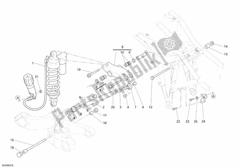 Tutte le parti per il Ammortizzatore Posteriore del Ducati Multistrada 1100 2009