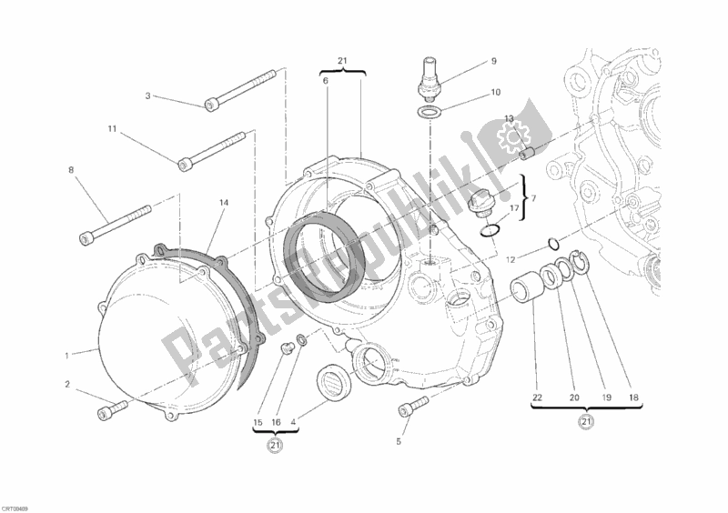 Alle onderdelen voor de Koppelingsdeksel van de Ducati Monster 1100 2010