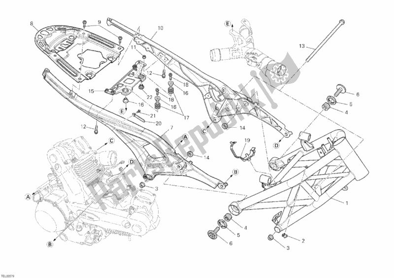 Alle onderdelen voor de Kader van de Ducati Monster 1100 2010