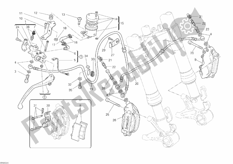 Alle onderdelen voor de Voorremsysteem van de Ducati Monster 1100 2010