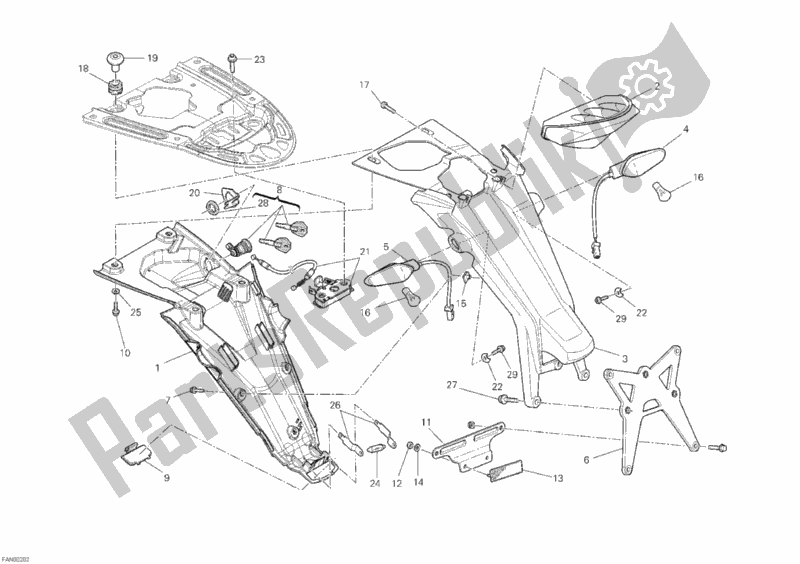 All parts for the Taillight of the Ducati Monster 1100 2010