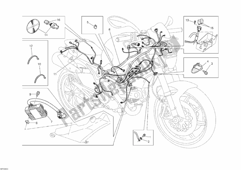 Alle onderdelen voor de Kabelboom van de Ducati Monster 1100 2010