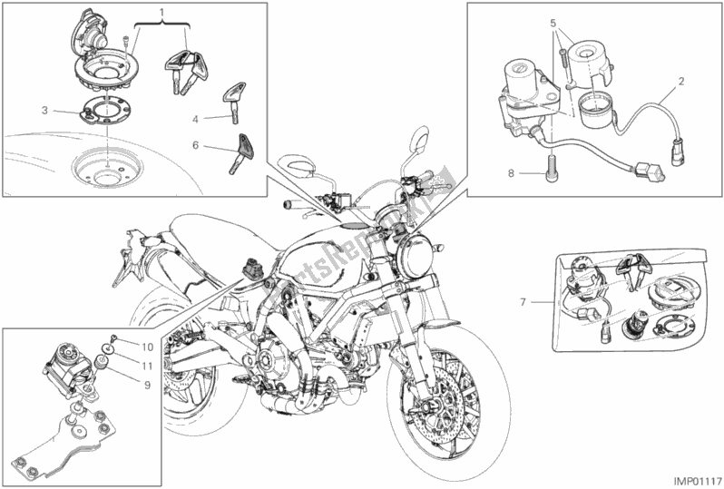 Alle onderdelen voor de 13e - Elektrische Apparaten van de Ducati Scrambler 1100 2018