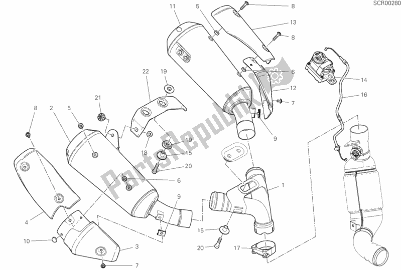 Alle onderdelen voor de Uitlaatdemper van de Ducati Scrambler 1100 2018