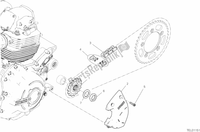 Alle onderdelen voor de Voortandwiel - Ketting van de Ducati Scrambler 1100 2018