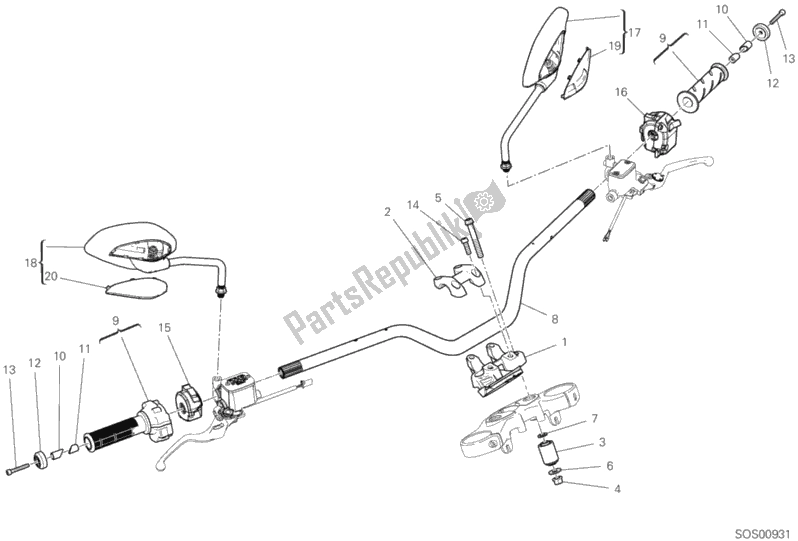 Tutte le parti per il Manubrio del Ducati Scrambler 1100 2018