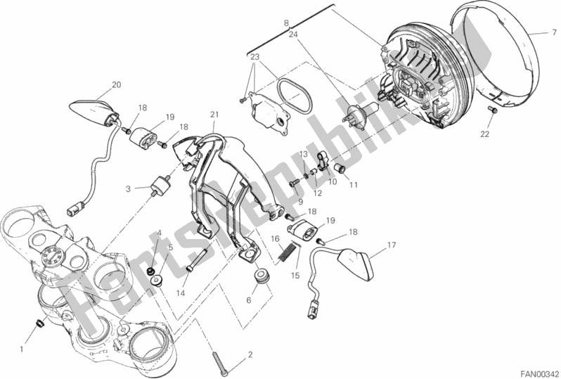 Alle onderdelen voor de Koplamp van de Ducati Scrambler 1100 2018